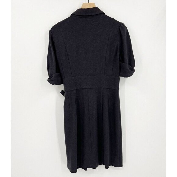 Nanette Lepore Gray Wool Blend Wrap Dress 12 Career Office Work Classic Preppy - Picture 5 of 6